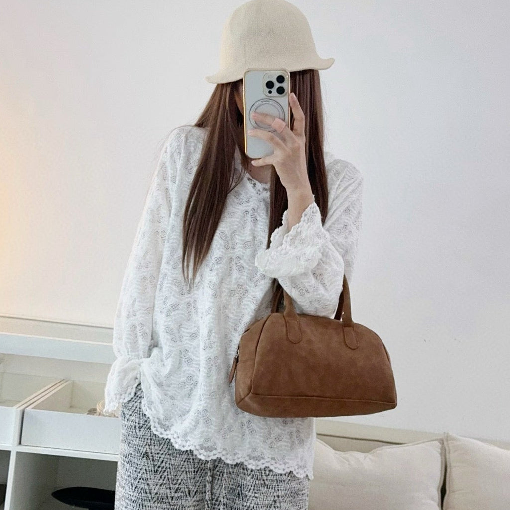 潮流仙氣連帽加絨蕾絲衫-25674