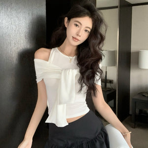 貴氣休閒綁帶裹肩背心上衣-25467