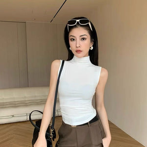 簡約半高領背心-25555