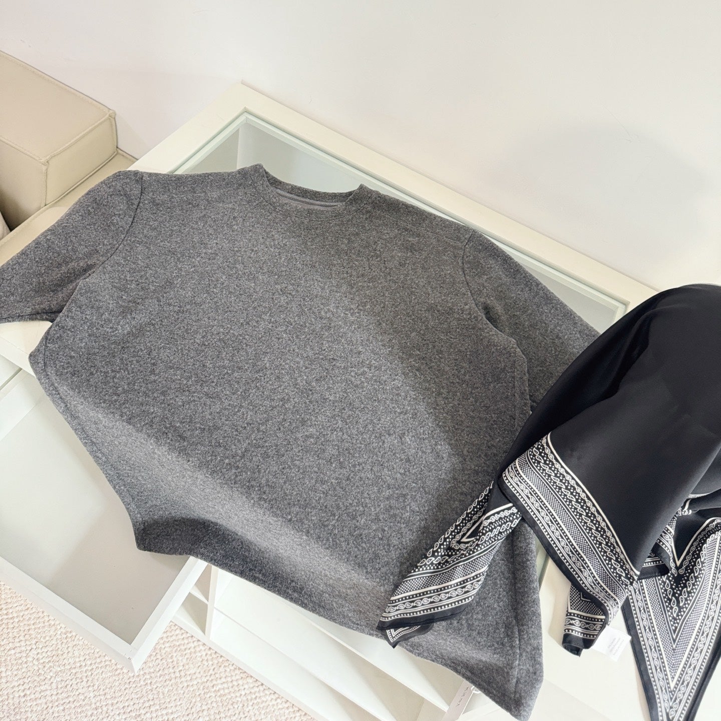 自留款深灰大廓形加厚中長版上衣-25671