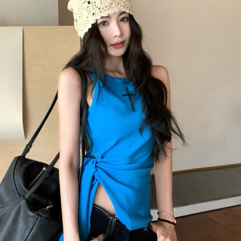 時髦辣妹顯瘦收腰綁帶背心-25486