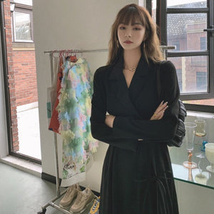 聖女魔咒西裝式高開衩長洋-22019