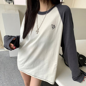 灰白撞色長袖棒球衫-22773