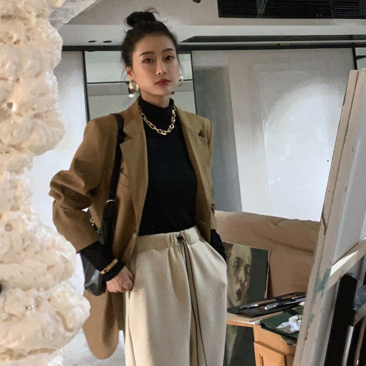 英倫情人深褐質感西裝外套-22264