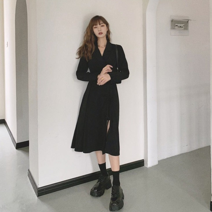 聖女魔咒西裝式高開衩長洋-22019