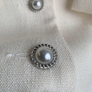 大家閨秀珍珠釦短袖西外-22159